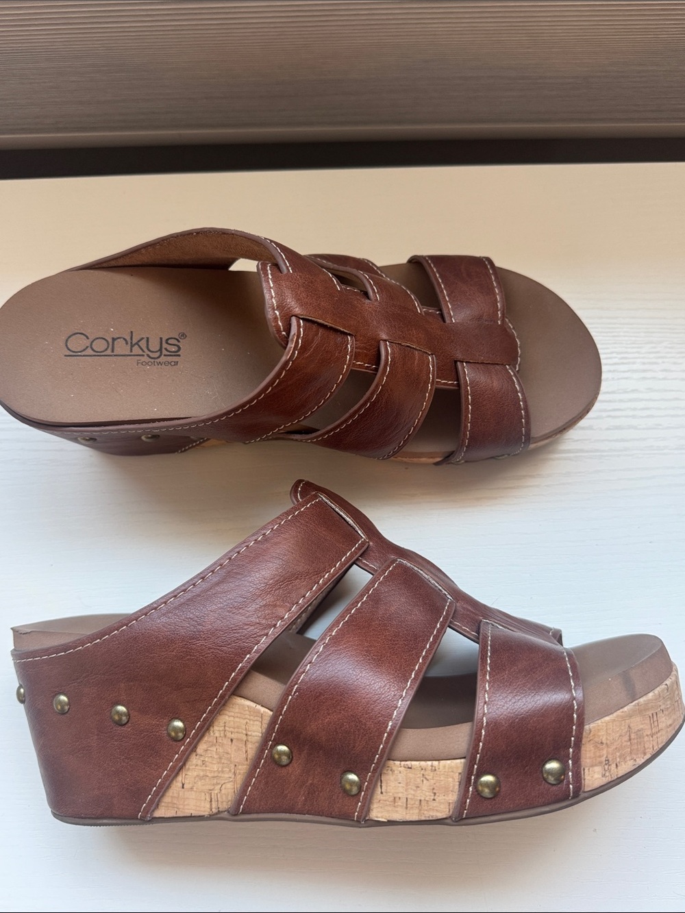 Corkys Catch Of The Day Wedge Sandal - Whiskey size 10